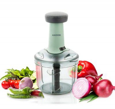 AADHIK Food Chopper 900ml | Steel Blade Large Manual Hand-Press Vegetable Chopper | Mixer Cutter (Pack of 1)