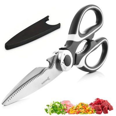 AADHIK Multipurpose Kitchen Scissor with Cover | Stainless Steel Black Kitchen Knife