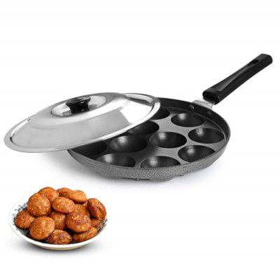 AADHIK Non-Stick 12 Cavity Appam Patra Paniyarakkal One Side Handle