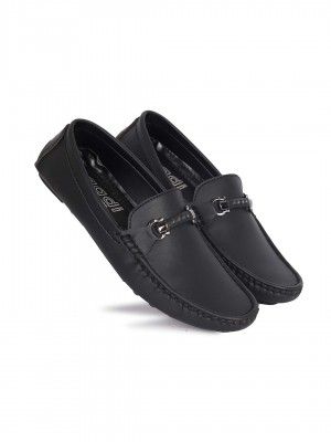 Aadi Mens Men's Black Synthetic Leather Outdoor Loafer Shoes Loafer