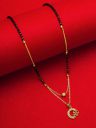 Aadita Gold-Plated Black & White AD-Studded & Beaded Mangalsutra...