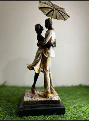 Aadvik Home Centre Love Couple Under Umbrella Home Decorative Showpiece, Standing Couple with Umbrella Sculpture Figurine Gift for Home Decor, Table Top, Couple Goal