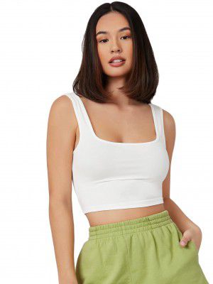 Aahwan Women's & Girls' Solid Ribbed Square Neck Tank Tops