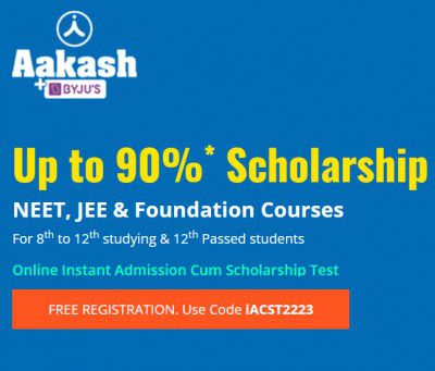 Aakash Scholarship Upto 90% Off | Free Registration