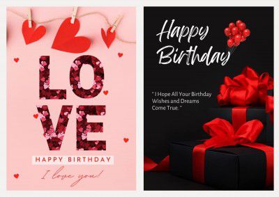 AanyaCentric Printed Birthday Greeting Cards Combo of 2 for Husband Wife Boyfriend Girlfriend Lover