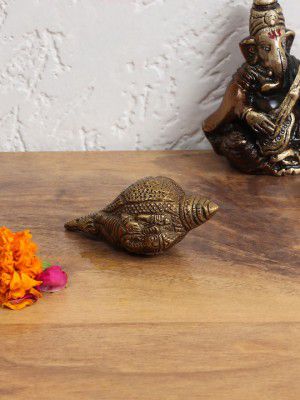 Aapno RajasthanBrown Small Brass Shankh Showpiece