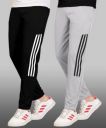 AARADH  Pack of 2 Men Striped Black, Grey, White Track Pants...