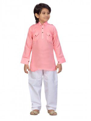 Aarika Boys Orange-White Color Pathani Kurta Pyjama Set