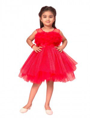 Aarika Girls Black Colour Net Solid Frock