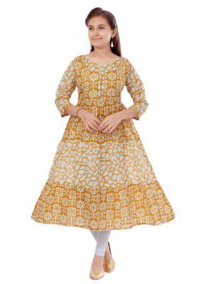 Aarika Girls Blue Colour Cotton Printed Kurti