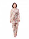 Aarika Girls Casual Wear Beige Colour Leaf Print Polyester Co-ord Set...