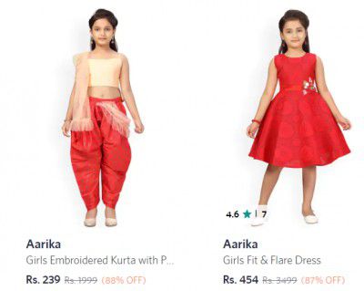 Aarika Girl's Clothing Upto 90% Off