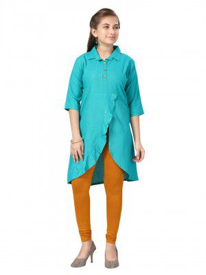 Aarika Girl's Cotton Solid Regular Tunic Shirt