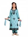 Aarika Girls Ethnic Wear Sea Green Colour Thread Sequin Embroidery Kurti Pant Set With Dupatta...