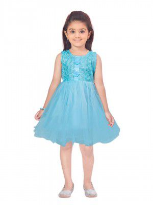 Aarika Girls Fawn Color Net Frock