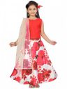 AarikaGirls White & Red Floral Printed Ready to Wear Lehenga  ...