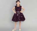 Aarika Girls Gajri Colour Sequin Embellished Winter Fur Frock...