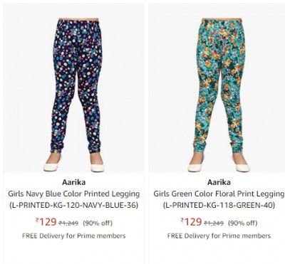 Aarika Girls Green Color Floral Print Legging upto 80% off