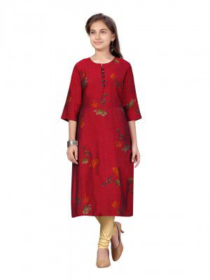 Aarika Girls Kurti Green Color Cotton