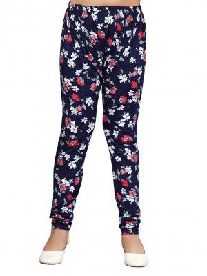 Aarika Girls Navy Blue Color Floral Print Legging (L-PRINTED-KG-117-NAVY-BLUE-40)