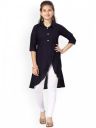 Aarika Girls Navy Blue Pure Cotton Kurta With Leggings Set...