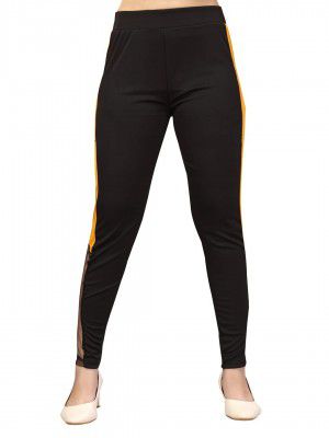 Aarika Girl's Regular Track Pants(Black-Mustard_13 Years-14 Years)