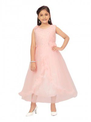 Aarika Girls Sea Green Colour Solid Gown