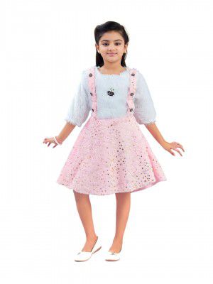 Aarika Girls Turquoise Colour Foil Print Winter Woolen Frock