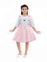 Aarika Girls Turquoise Colour Foil Print Winter Woolen Frock...
