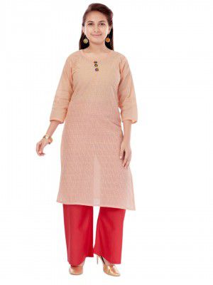 Aarika Girls White Color Cotton Embroidery Kurti