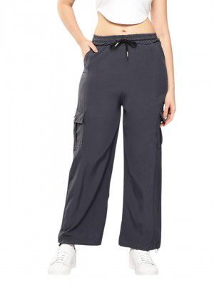 Aarika Womens Casual Wear Black Colour Solid Crep Cargo Pant