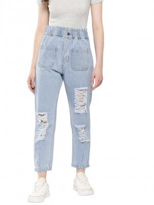 Aarika Womens Casual Wear Blue Colour Solid Denim Jeans