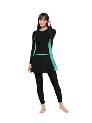 Aarika Womens Sports Wear Black Colour Solid Nylon Swim Suit