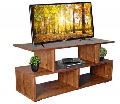 AAROORA Engineered Wood TV Entertainment Unit with Storage Shelf (Wallnut Finish), L 30 x W 90 x H 55 CM