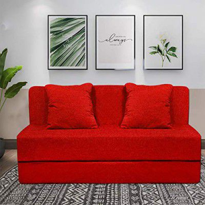 Aart Store (3x6) One Seater Space Saving Foldable Sofa/Bed with Removable Washable Fabric Cover (Red)