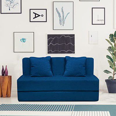Aart Store High Density Foam Sofa Cum Bed Furniture |3X6-Feet,Single-Seater| Sleeps & Comfortably Blue Color