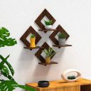 Aarul Fashion Mosquito Lamp Pot Stand Set of 4 Piece Decorative Wooden Wall Hanging Wooden Wall Shelf  (Number of Shelves - 4, Brown)...