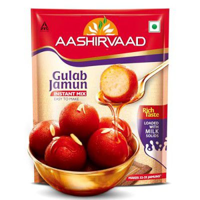 Aashirvaad Instant Mix Gulab Jamun, 160g/175g Pack, Easy to Make Soft & Delicious 35 Gulab Jamuns in Just 3 Steps