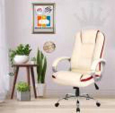 AASHRA ENTERPRISES E.A Glostor High Back Leatherette Ergonomic with Color Options, Back & Arm Rest Leatherette Office Executive Chair  (White, Optional Installation Available)
