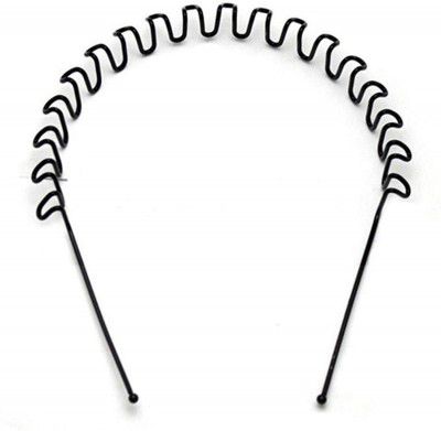 Aatira New Zigzag Headband For Unisex Wavy Hair, Metal - Black