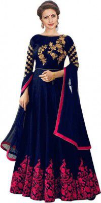 AAYARON  Satin Semi Stitched Flared/A-line Gown