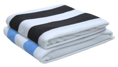 AAZEEM Bath Towels for Bathroom Clearance - 24 X 51 Inches Light Thin Quick Drying - Soft Terry 100% Cotton Absorbent - Pack of 2 |Blue-Black Color|