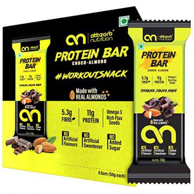 Abbzorb Protein Bar Choco Almond 6 x 50g (Whey Protein, Omega 3, Made with Real Almonds)