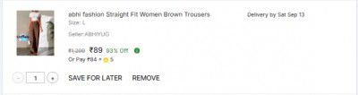 abhi fashion Women Straight Fit Brown Viscose Rayon Trousers