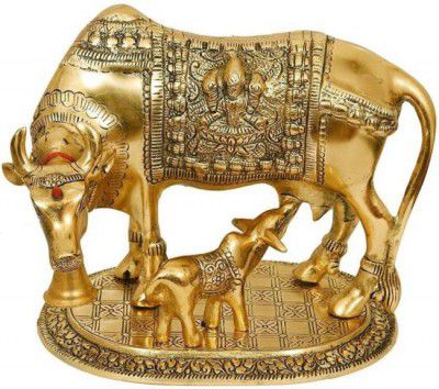 ABLOOM 8 cm small cow Metal Home Temple (Height: 17, Pre-assembled)