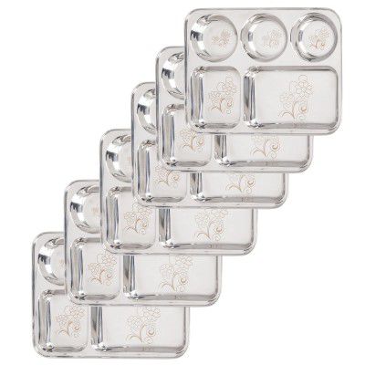 Abode Heavy Guage Stainless Steel Dinner Plate Dinner Plate  Set of 4 330gm per Plate