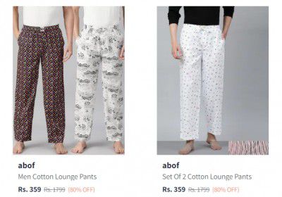 abof Men Pack Of 2 Lounge Pants @₹359