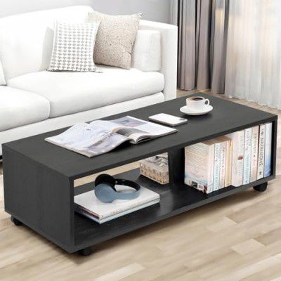 ABOUT SPACE Coffee Table - Center Table for Living Room Black Mahogany (L 80 x B 40 x H 41.5 cm)