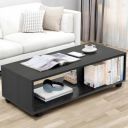 ABOUT SPACE Coffee Table - Center Table for Living Room Black Mahogany (L 80 x B 40 x H 41.5 cm)...