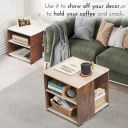 ABOUT SPACE Coffee Table - Wooden Center Table with Storage - Oak & Walnut (L 50 x B 50 x H 51 cm)...